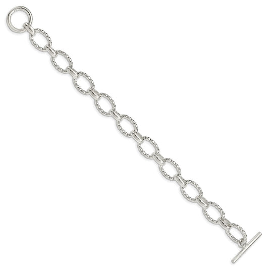 925 Sterling Silver 12mm Polished Fancy Link Bracelet 7.5 inch