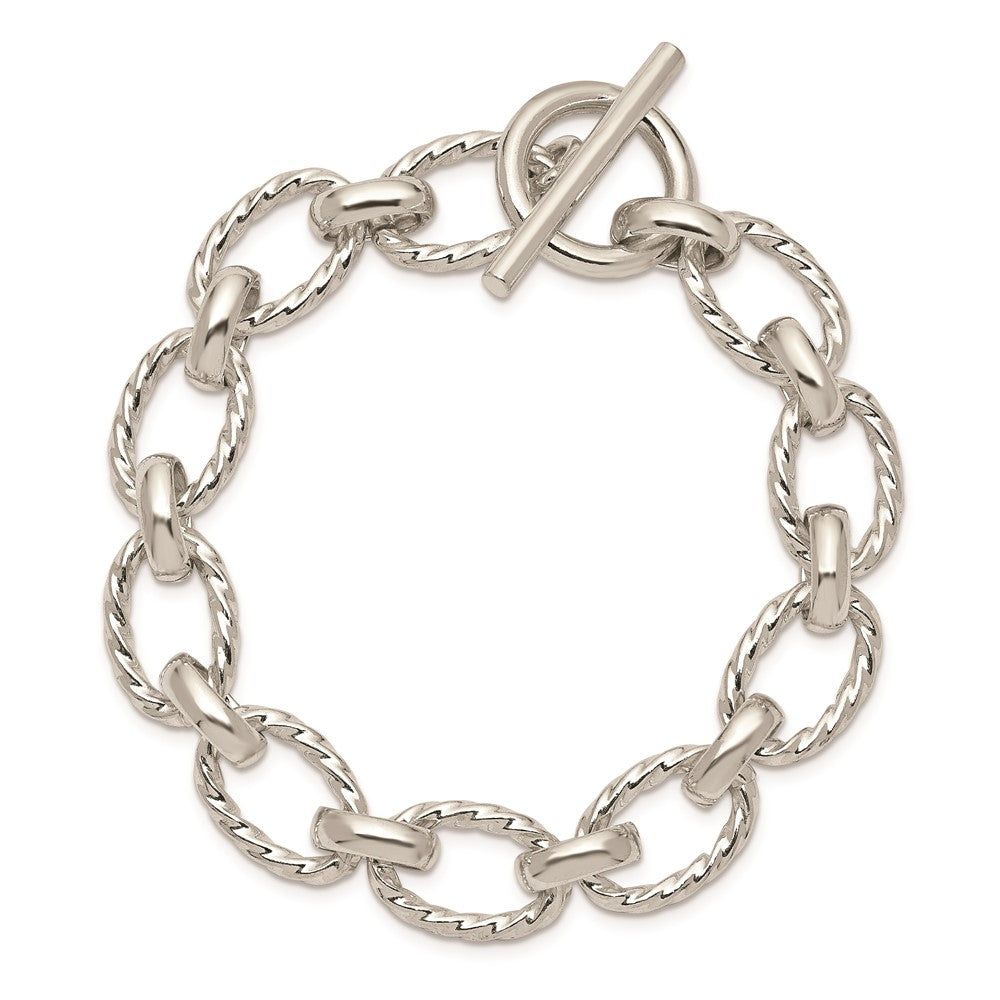 925 Sterling Silver 12mm Polished Fancy Link Bracelet 7.5 inch