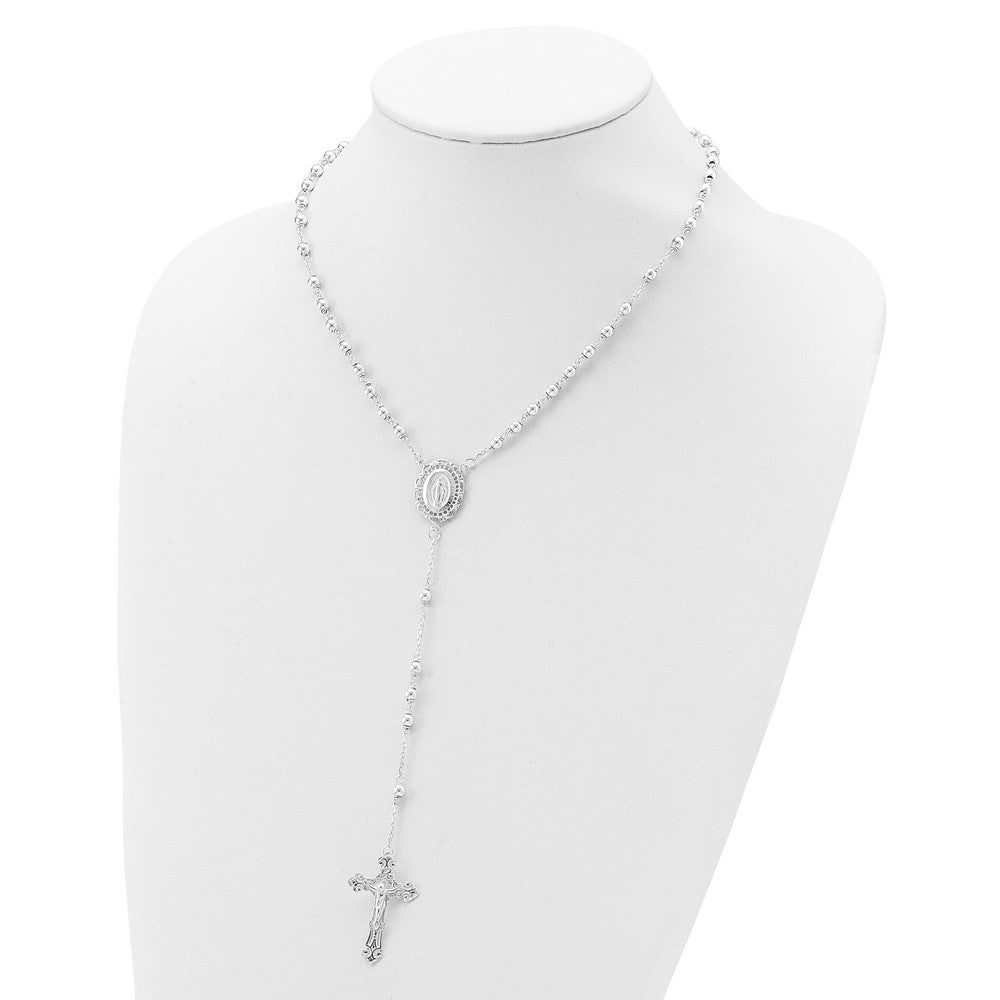 Sterling Silver Polished Rosary Necklace 18"