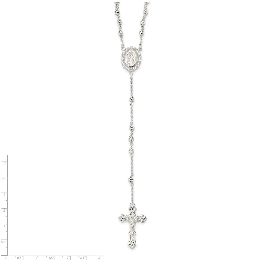 Sterling Silver Polished Rosary Necklace 18"