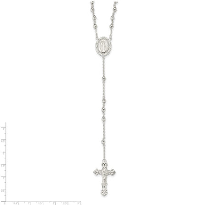 Sterling Silver Polished Rosary Necklace 18"