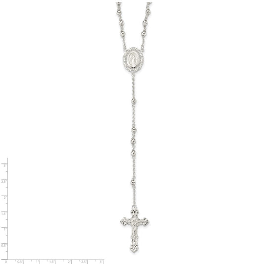 Sterling Silver Polished Rosary Necklace 18"