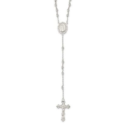 Sterling Silver Polished Rosary Necklace 18"