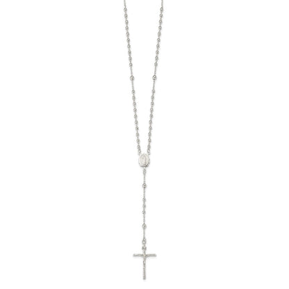 Sterling Silver Polished Rosary Necklace 16"
