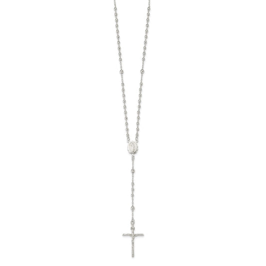 Sterling Silver Polished Rosary Necklace 16"