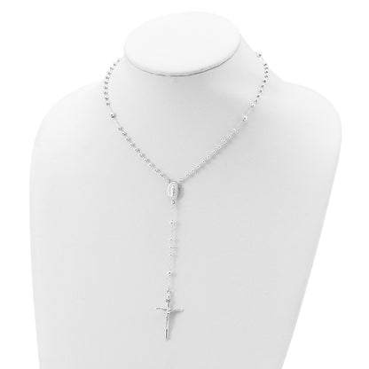 Sterling Silver Polished Rosary Necklace 16"