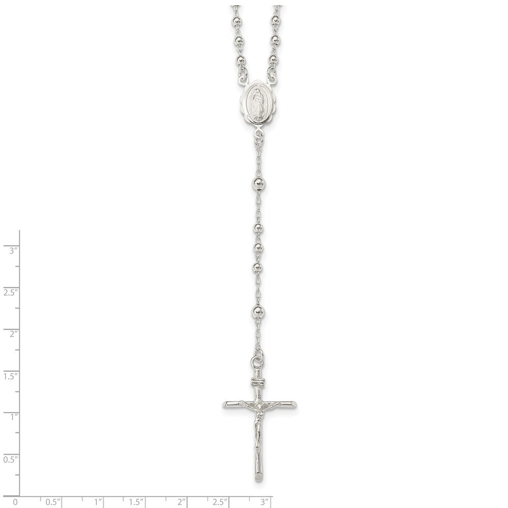 Sterling Silver Polished Rosary Necklace 16"
