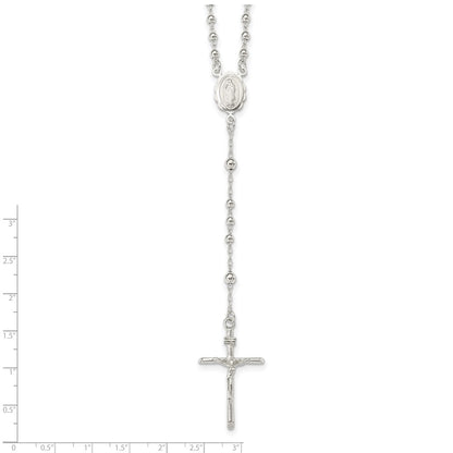 Sterling Silver Polished Rosary Necklace 16"