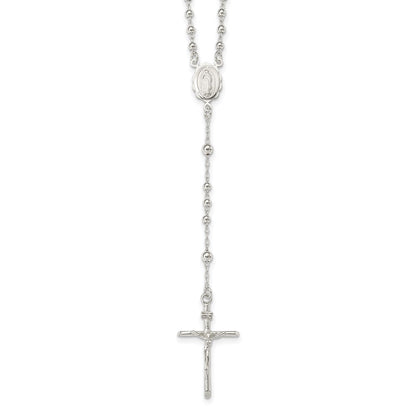 Sterling Silver Polished Rosary Necklace 16"
