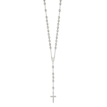 Sterling Silver Polished Rosary Necklace 26"