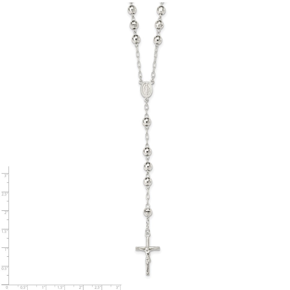 Sterling Silver Polished Rosary Necklace 26"