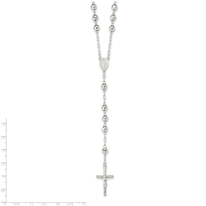 Sterling Silver Polished Rosary Necklace 26"