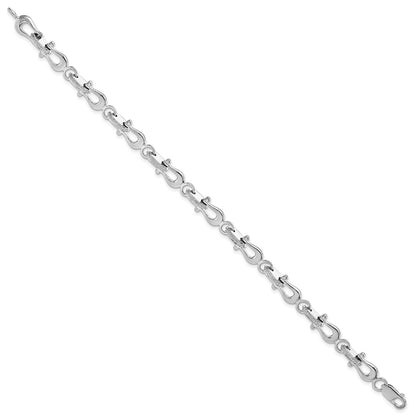 925 Sterling Silver Rhodium-plated Polished Mariners Link Bracelet 8 inch