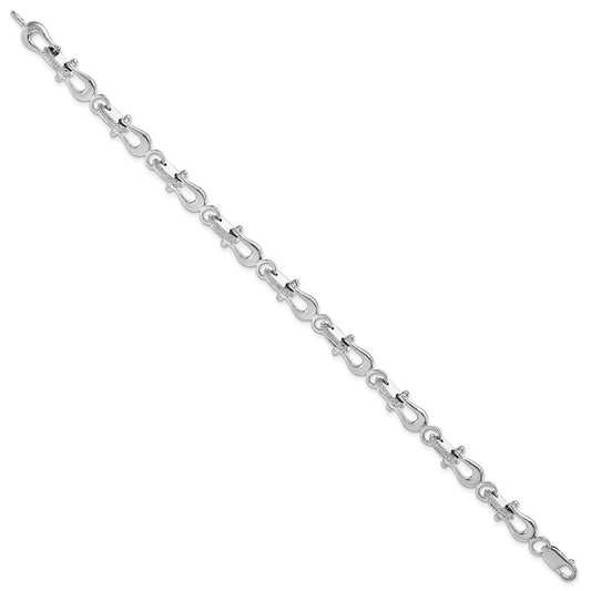 925 Sterling Silver Rhodium-plated Polished Mariners Link Bracelet 8 inch