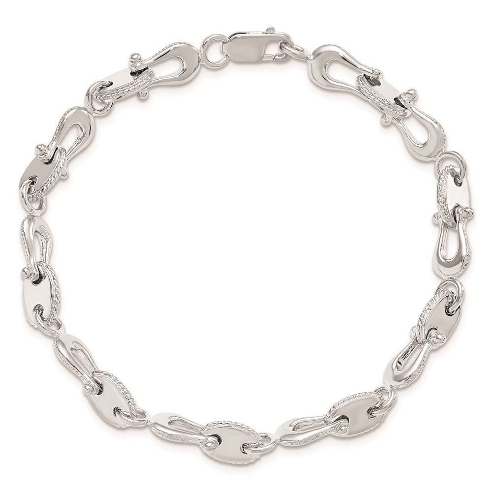 925 Sterling Silver Rhodium-plated Polished Mariners Link Bracelet 8 inch