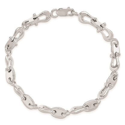 925 Sterling Silver Rhodium-plated Polished Mariners Link Bracelet 8 inch