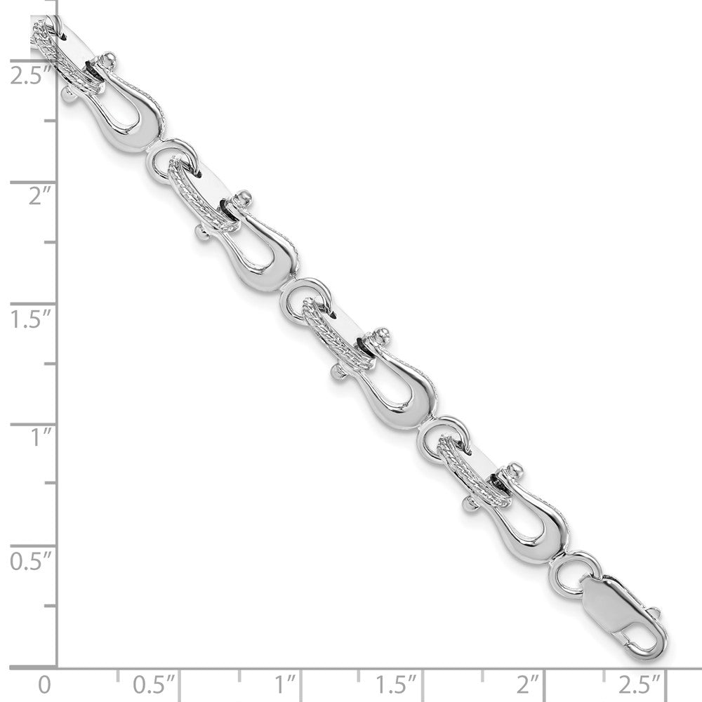 925 Sterling Silver Rhodium-plated Polished Mariners Link Bracelet 8 inch
