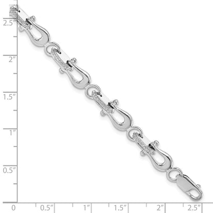 925 Sterling Silver Rhodium-plated Polished Mariners Link Bracelet 8 inch
