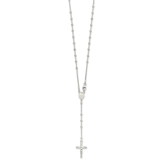 Sterling Silver Rosary Necklace 24"