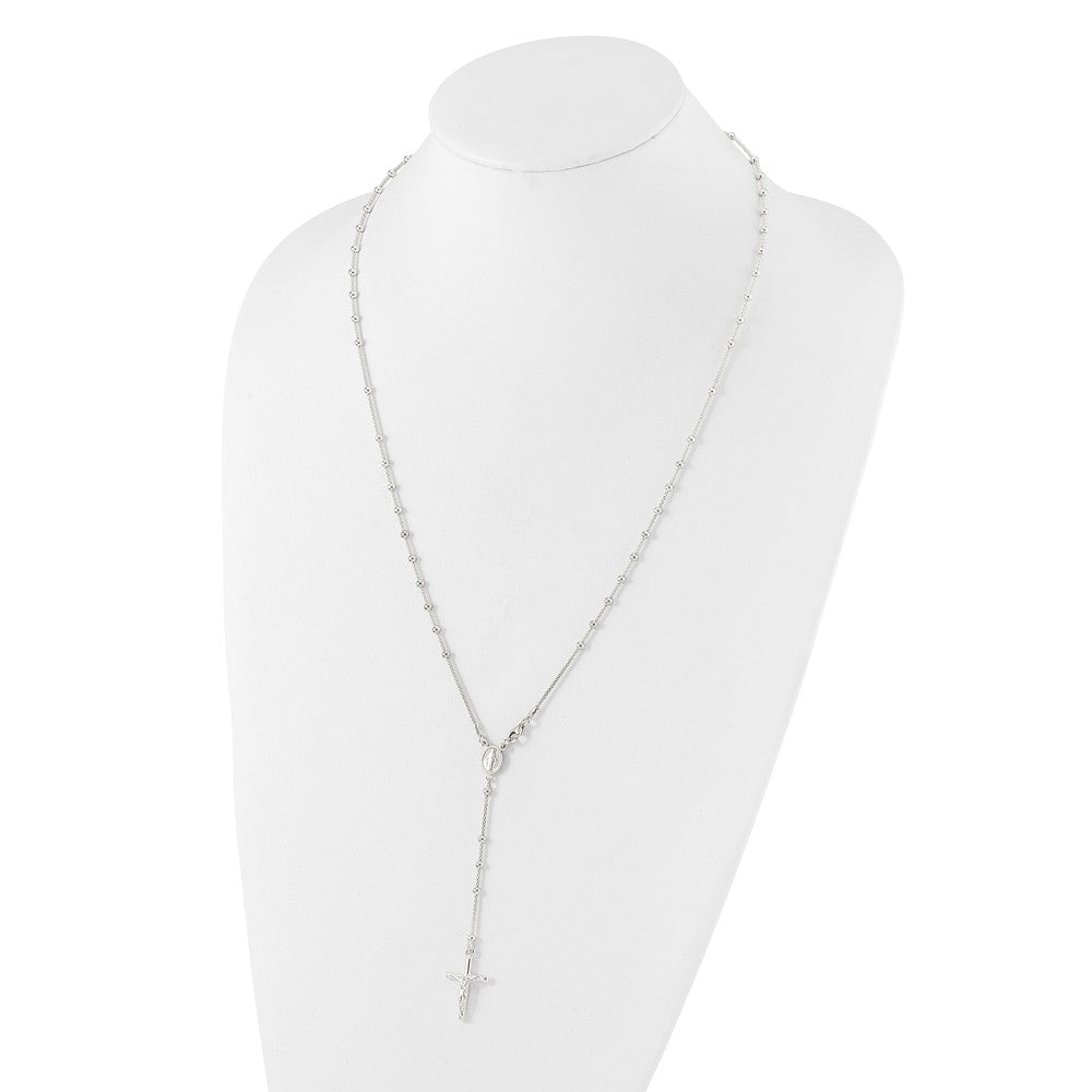 Sterling Silver Rosary Necklace 24"
