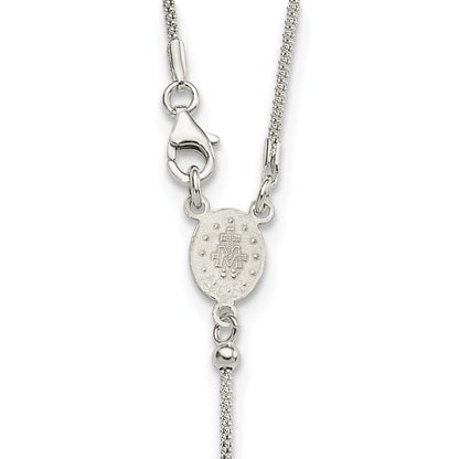 Sterling Silver Rosary Necklace 24"