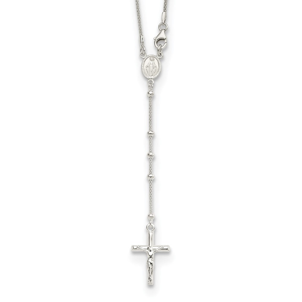 Sterling Silver Rosary Necklace 24"