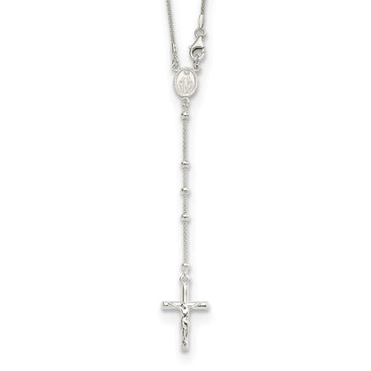 Sterling Silver Rosary Necklace 24"