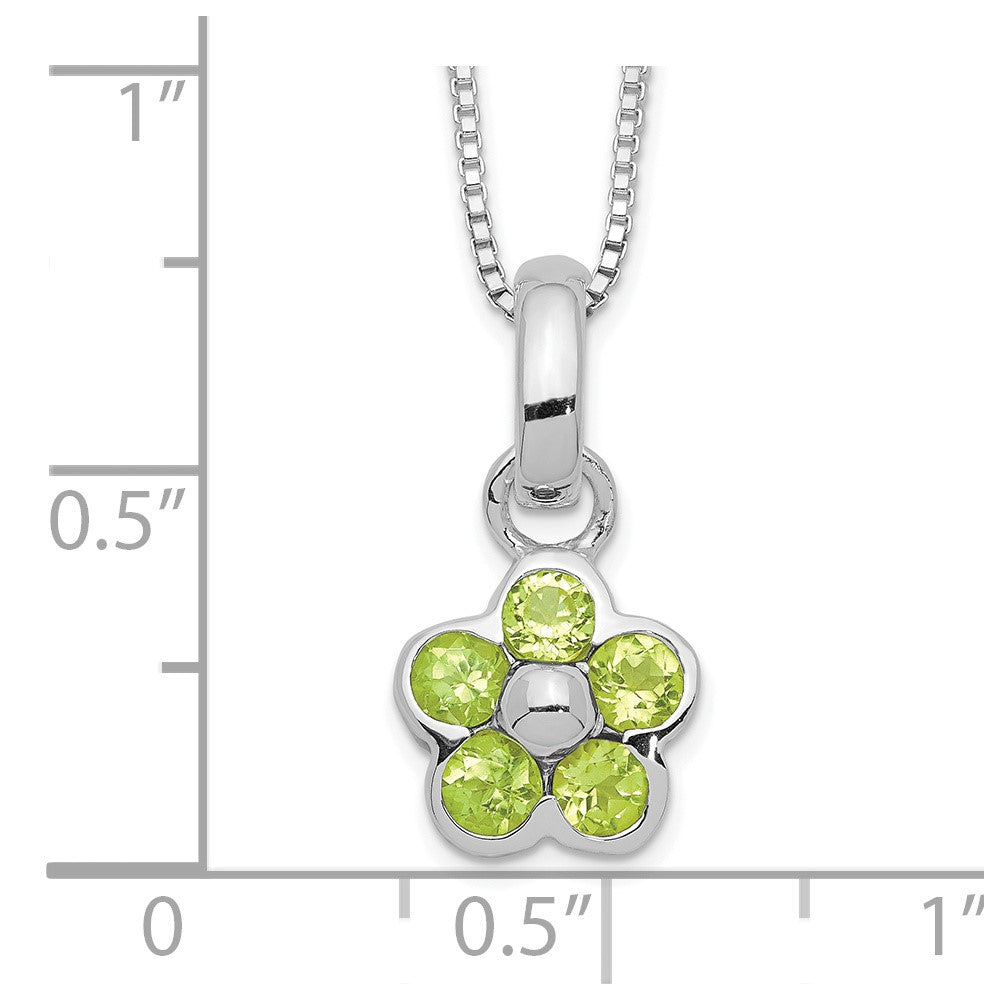 Sterling Silver Peridot Flower Pendant Necklace 16"