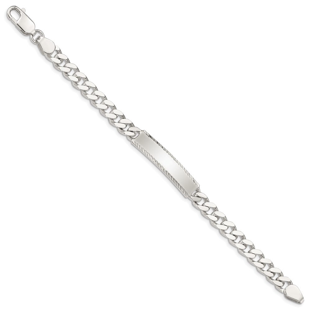 925 Sterling Silver 6mm Diamond-cut Engraveable Curb Link ID Bracelet