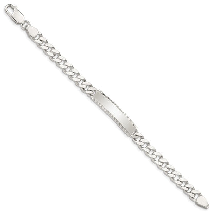 925 Sterling Silver 6mm Diamond-cut Engraveable Curb Link ID Bracelet