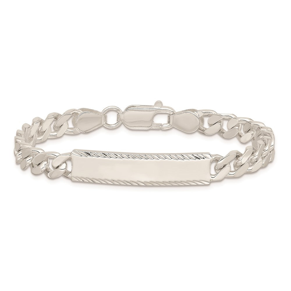 925 Sterling Silver 6mm Diamond-cut Engraveable Curb Link ID Bracelet