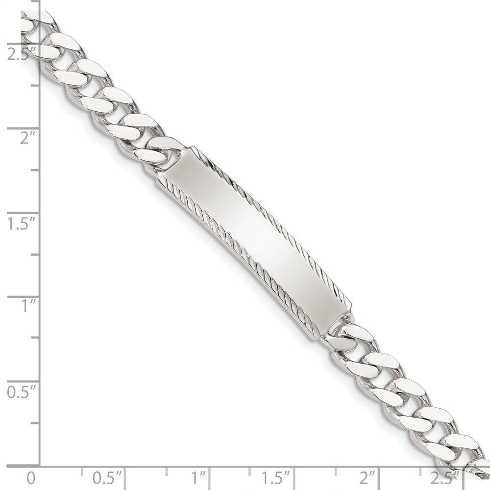 925 Sterling Silver 6mm Diamond-cut Engraveable Curb Link ID Bracelet