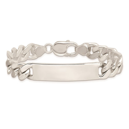 925 Sterling Silver 10mm Polished Engraveable Figaro Link ID Bracelet 8.5 inch