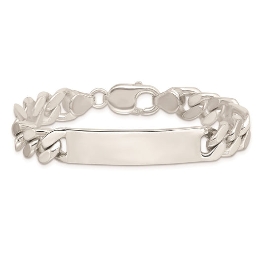 925 Sterling Silver 10mm Polished Engraveable Figaro Link ID Bracelet 8.5 inch