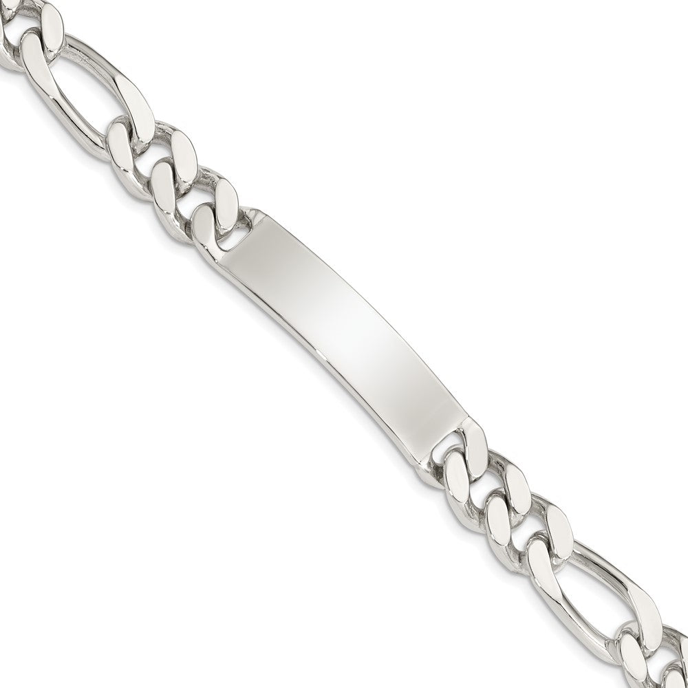925 Sterling Silver 10mm Polished Engraveable Figaro Link ID Bracelet 8.5 inch