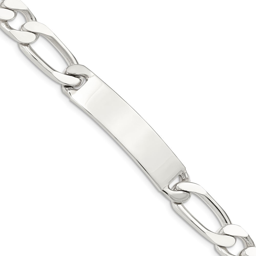 925 Sterling Silver 9mm Polished Engraveable 1 Figaro Link ID Bracelet 8.5 inch