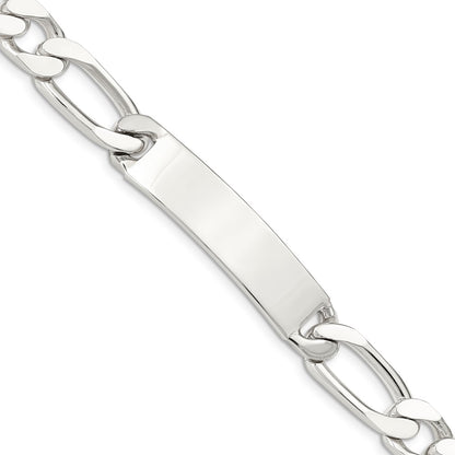 925 Sterling Silver 9mm Polished Engraveable 1 Figaro Link ID Bracelet 8.5 inch