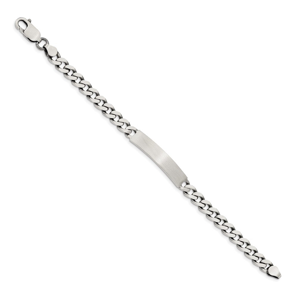 925 Sterling Silver 6mm Engraveable Antiqued Curb Link ID Bracelet