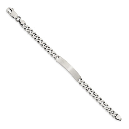 925 Sterling Silver 6mm Engraveable Antiqued Curb Link ID Bracelet
