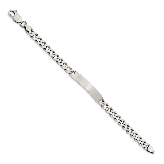 925 Sterling Silver 6mm Engraveable Antiqued Curb Link ID Bracelet
