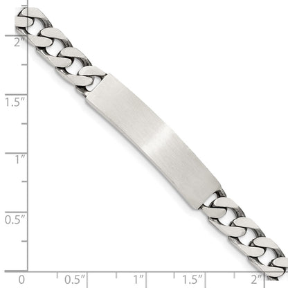 925 Sterling Silver 7mm Engraveable Antiqued Curb Link ID Bracelet