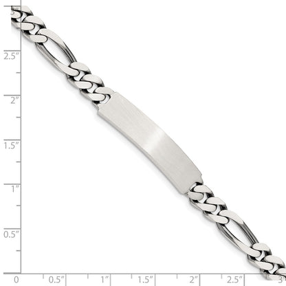 925 Sterling Silver 7mm Engraveable Antiqued Figaro Link ID Bracelet 8 inch