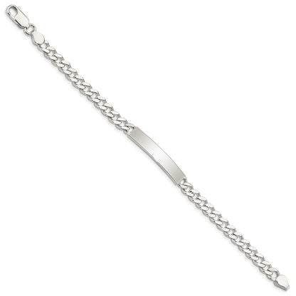 925 Sterling Silver 6mm Polished Engraveable Curb Link ID Bracelet 8 inch