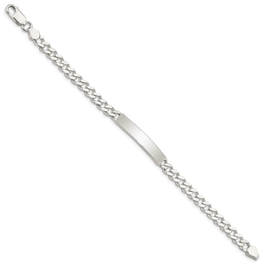 925 Sterling Silver 6mm Polished Engraveable Curb Link ID Bracelet 8 inch