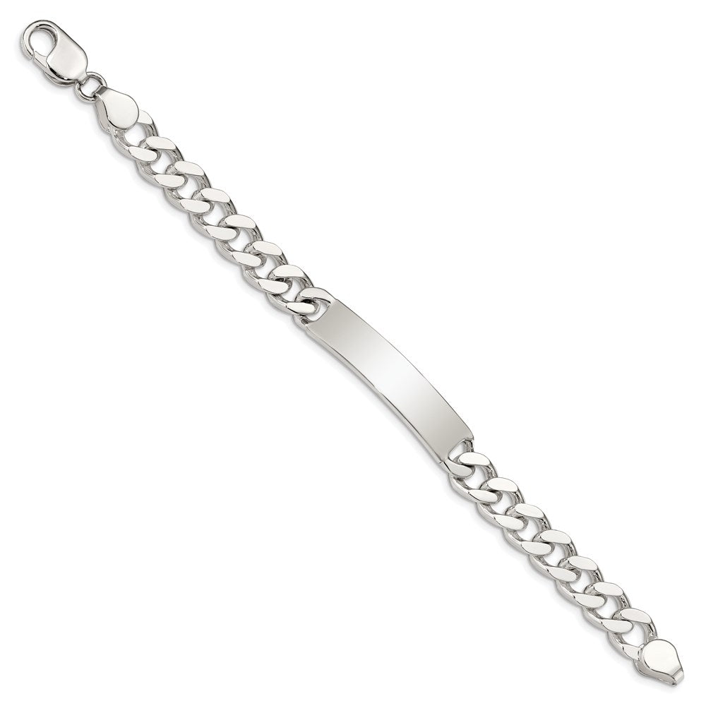 925 Sterling Silver 9mm Polished Engraveable Curb Link ID Bracelet 8 inch