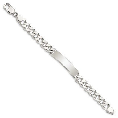 925 Sterling Silver 9mm Polished Engraveable Curb Link ID Bracelet 8 inch