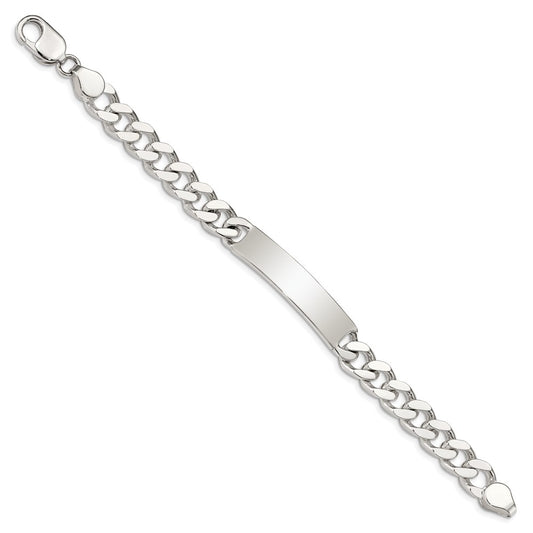 925 Sterling Silver 9mm Polished Engraveable Curb Link ID Bracelet 8 inch