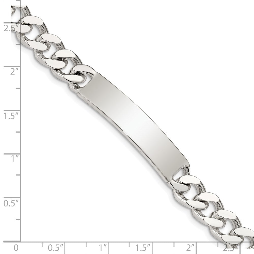 925 Sterling Silver 9mm Polished Engraveable Curb Link ID Bracelet 8 inch