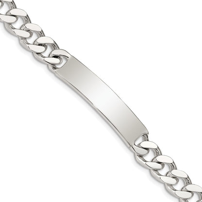 925 Sterling Silver 9mm Polished Engraveable Curb Link ID Bracelet 8 inch