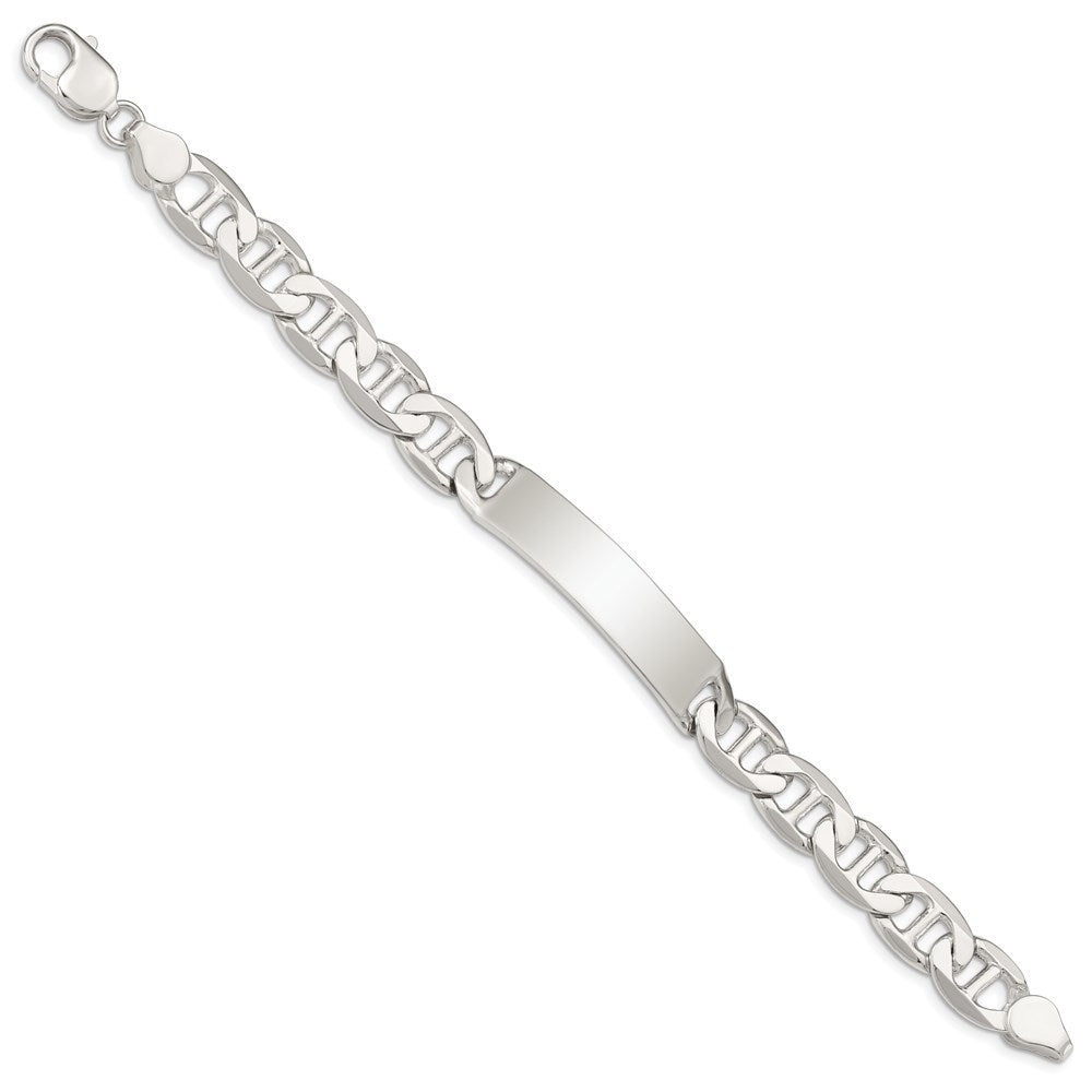 925 Sterling Silver 10mm Polished Engraveable Anchor Link ID Bracelet 8.5 inch